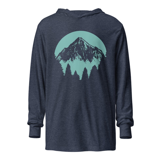 Above the Trees hooded long sleeve shirt - navy heather
